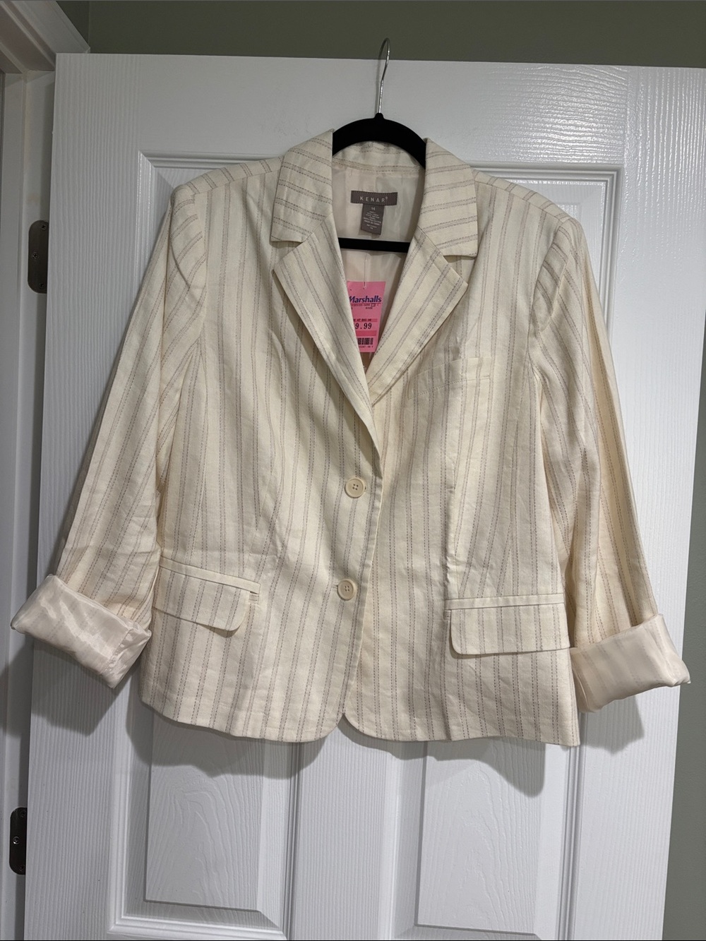 Cream Striped Women's Blazer